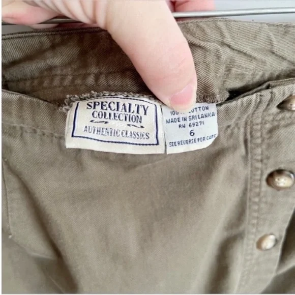 Specialty Collection vintage skort olive green chino buttons high waist